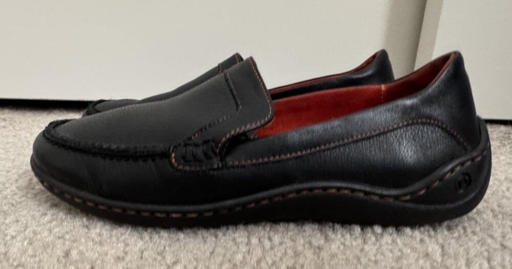 Josef Seibel Womens EU 36 US 5.5-6 Black Leather Slip On Comfort Loafers Moc Toe